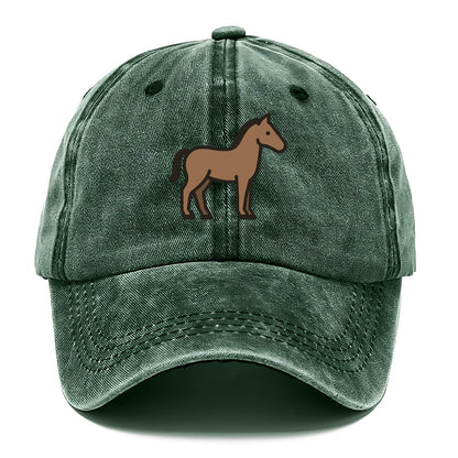 Horse - Brown standing pose flat side profile - Classic Cap - Forest Mist(Green)