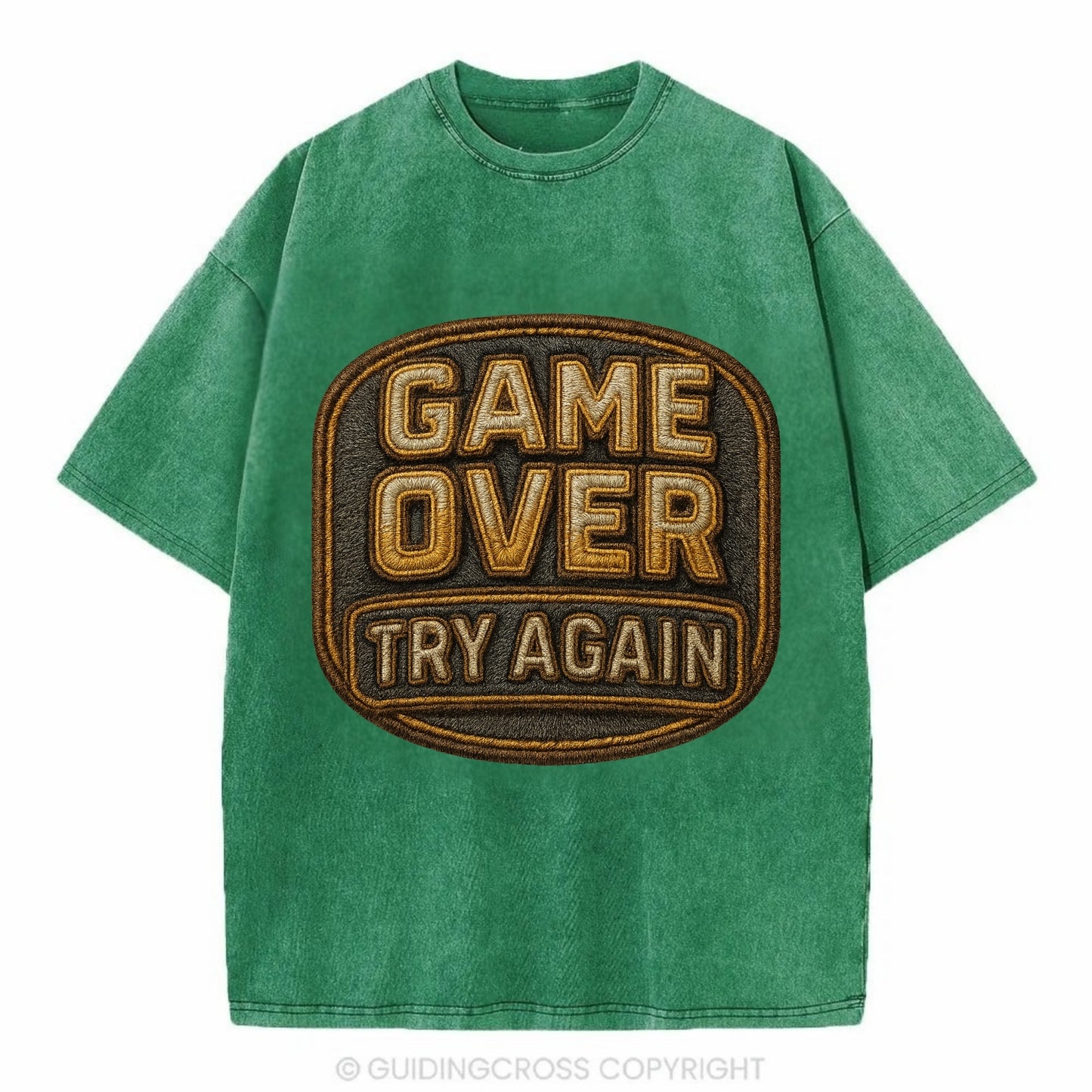 Game Over Try Again  - Vintage T-shirt - Forest Mist(Green)