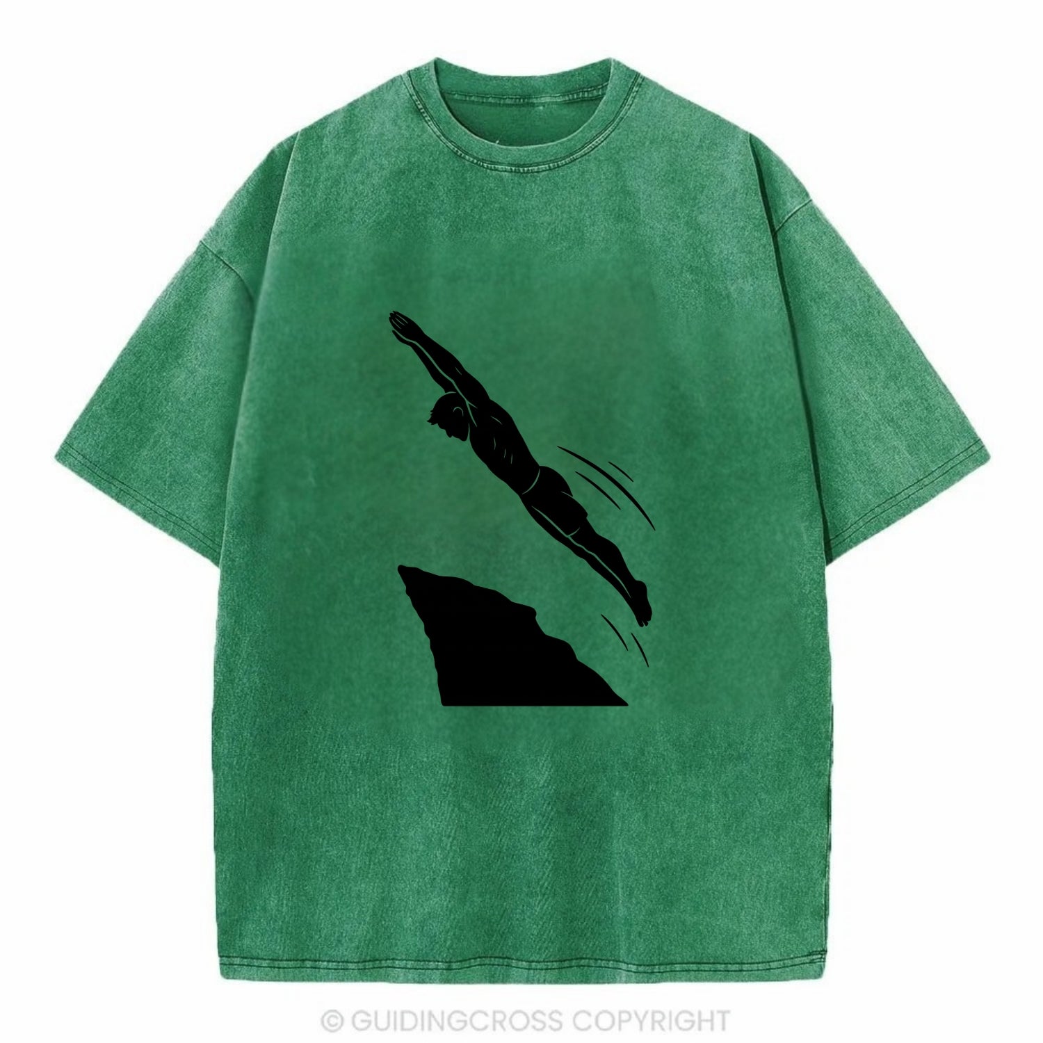Cliff diver perfect form - Vintage T-shirt - Forest Mist(Green)