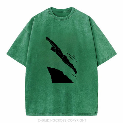 Cliff diver perfect form - Vintage T-shirt - Forest Mist(Green)