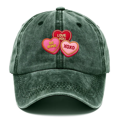 VALENTINES HEARTS - candy hearts in pink and red , love day - Classic Cap - Forest Mist(Green)
