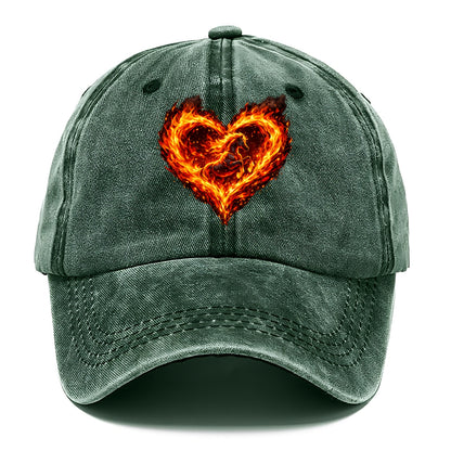 HEART OF FIRE | Flaming heart with horse silhouette inside | Passion embodied | Love - Classic Cap - Forest Mist(Green)