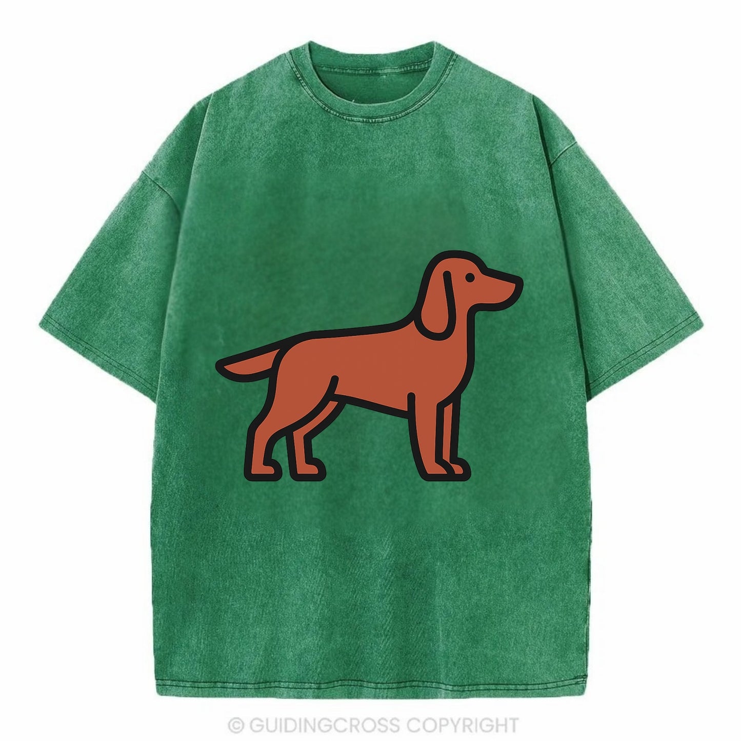 Irish Setter - Red/chestnut flat side profile - Vintage T-shirt - Forest Mist(Green)