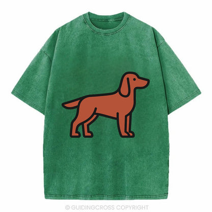 Irish Setter - Red/chestnut flat side profile - Vintage T-shirt - Forest Mist(Green)