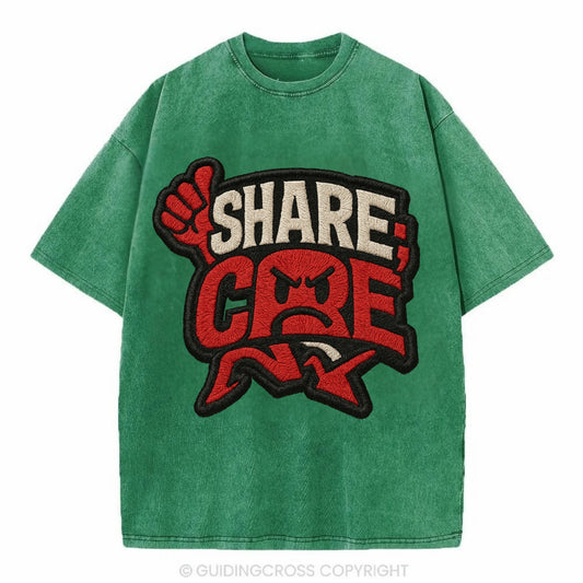 SHARE;CARE TOO MUCH Oversharer Green Hat - Vintage T-shirt - Forest Mist(Green)
