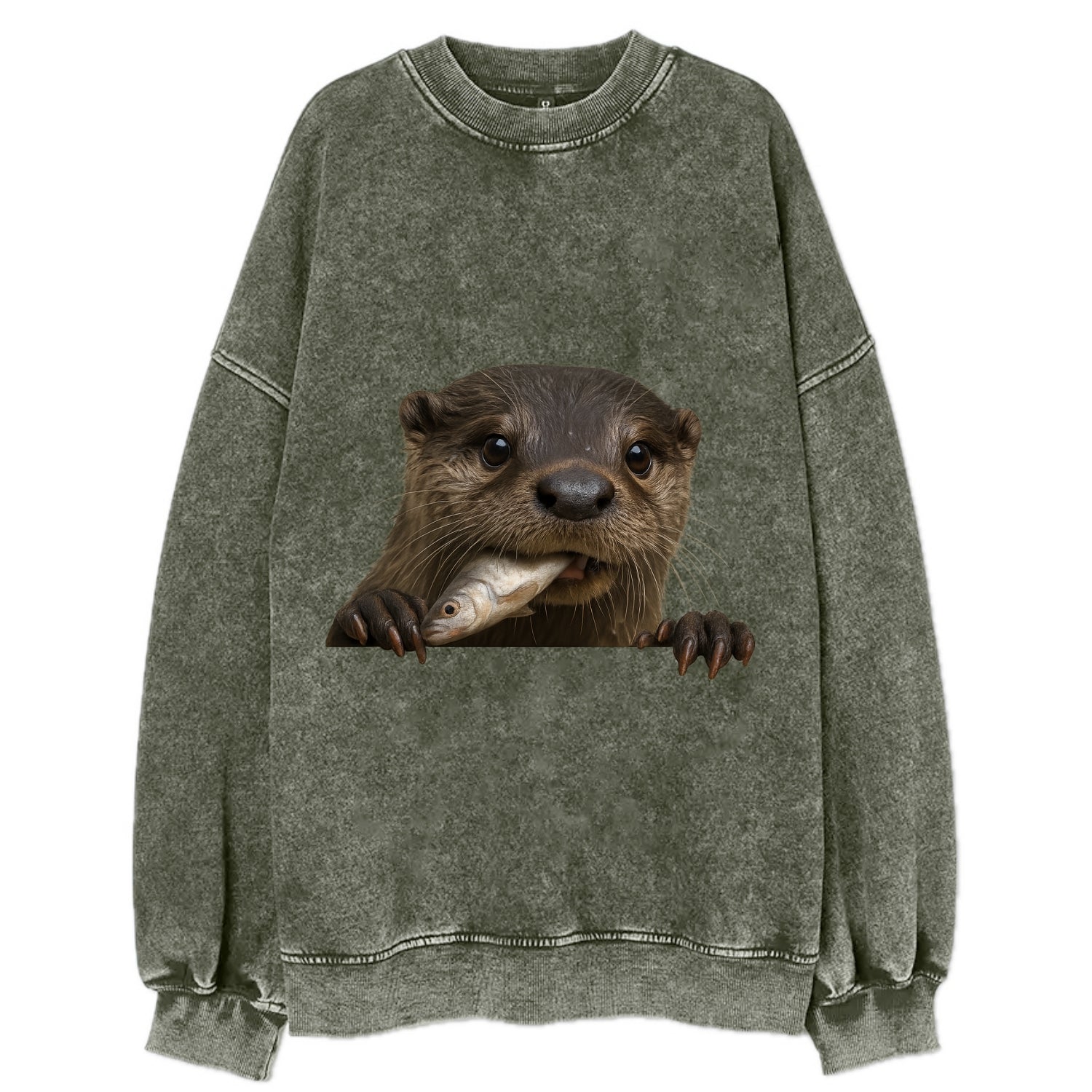 River Otter  - Vintage Sweatshirt - Forest Mist(Green)