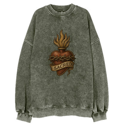 Sacred Heart  - Vintage Sweatshirt - Forest Mist(Green)