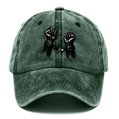Two raised fists breaking chains - liberation and freedom ink painting - Classic Cap - Forest Mist(Green)
