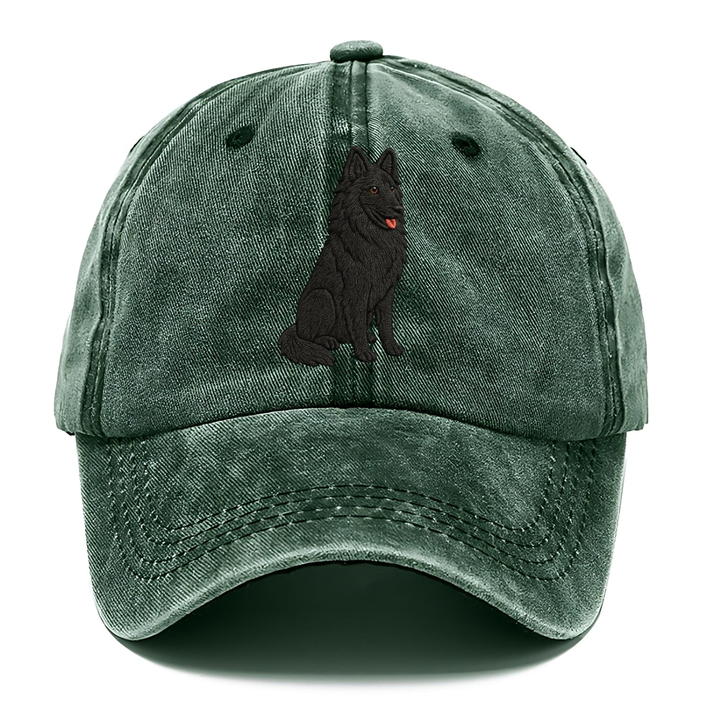 Belgian Sheepdog - Black long-haired embroidered pose - Classic Cap - Forest Mist(Green)