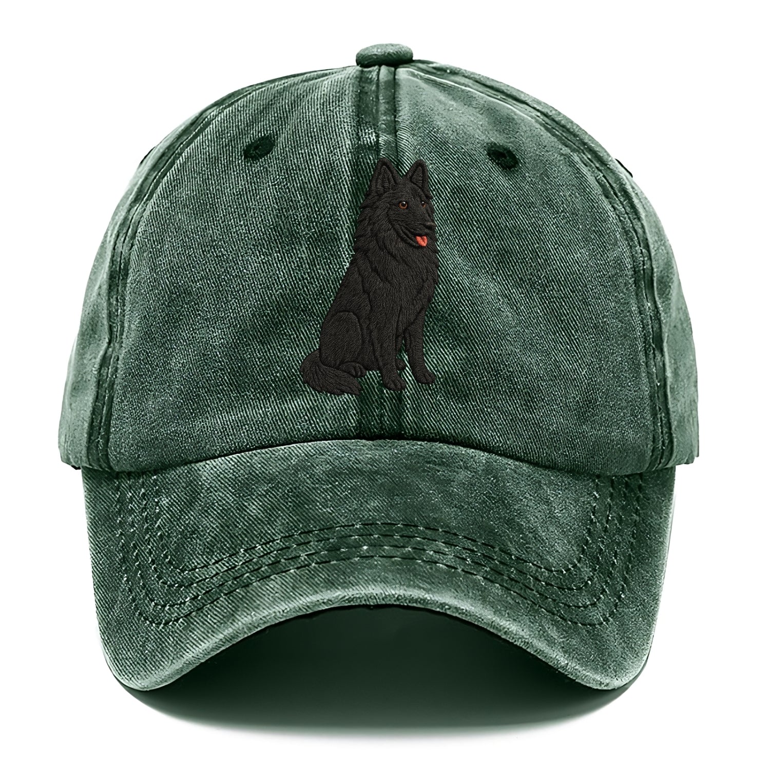 Belgian Sheepdog - Black long-haired embroidered pose - Classic Cap - Forest Mist(Green)