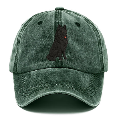 Belgian Sheepdog - Black long-haired embroidered pose - Classic Cap - Forest Mist(Green)