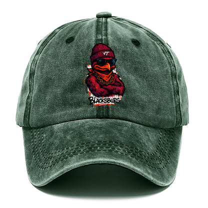 Blacksburg HokieBird wearing Virginia Tech beanie with VT patch - Classic Cap - Forest Mist(Green)
