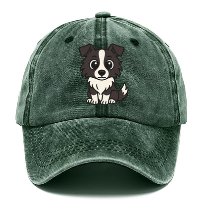 Border Collie - Intense stare sitting pose - Classic Cap - Forest Mist(Green)