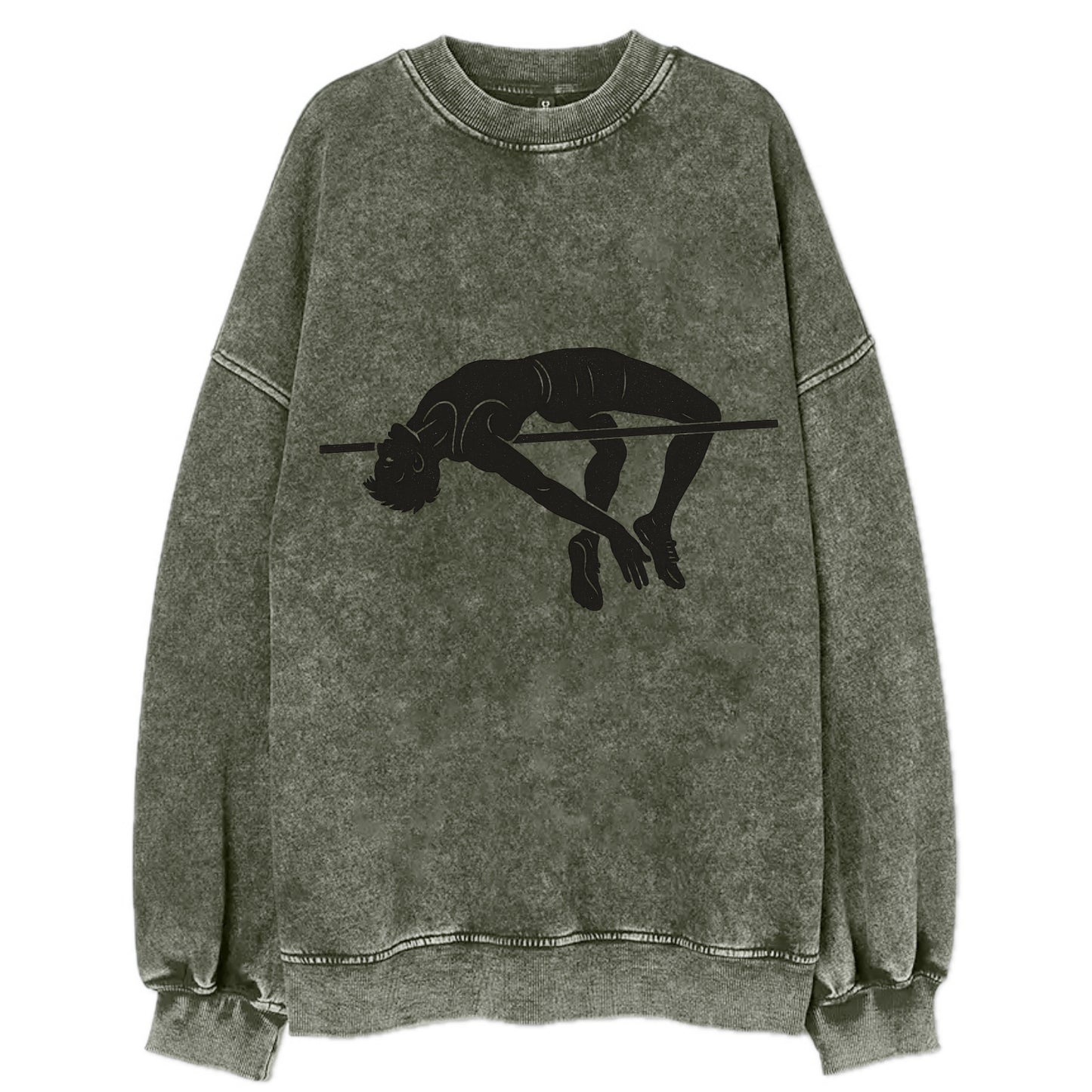 High jumper arching over bar - Vintage Sweatshirt - Forest Mist(Green)