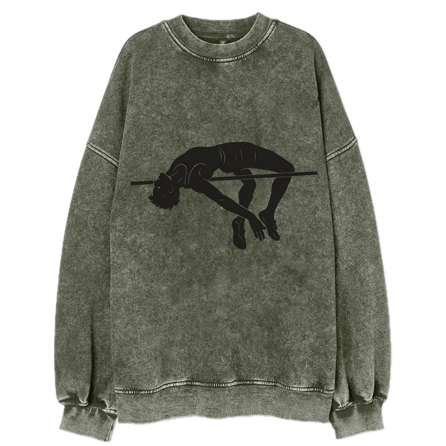 High jumper arching over bar - Vintage Sweatshirt - Forest Mist(Green)