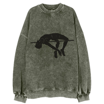 High jumper arching over bar - Vintage Sweatshirt - Forest Mist(Green)