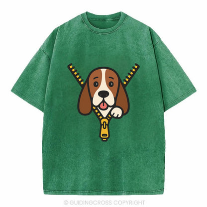 Basset Hound - Vintage T-shirt - Forest Mist(Green)