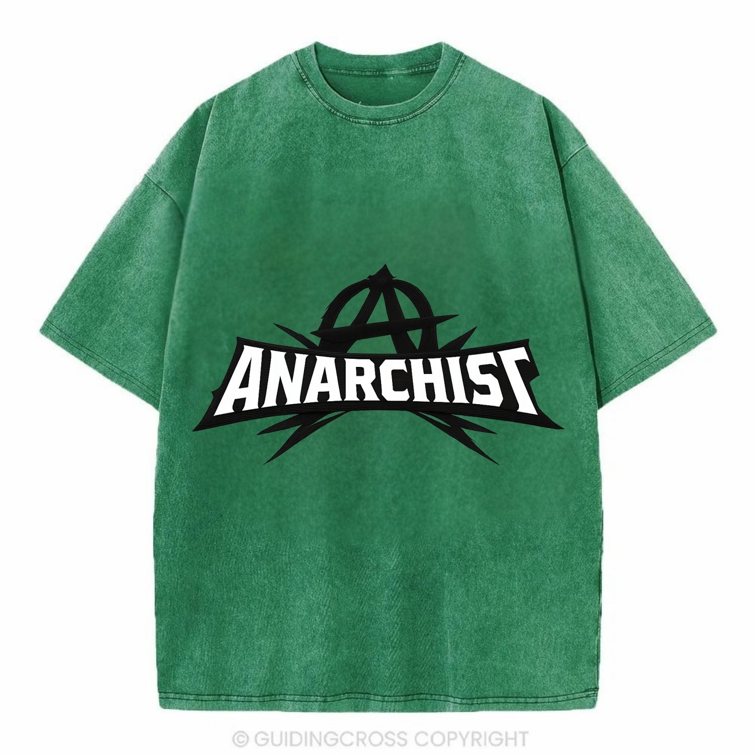 Bold typography design - "ANARCHIST" - no masters, self-governed - Vintage T-shirt - Forest Mist(Green)
