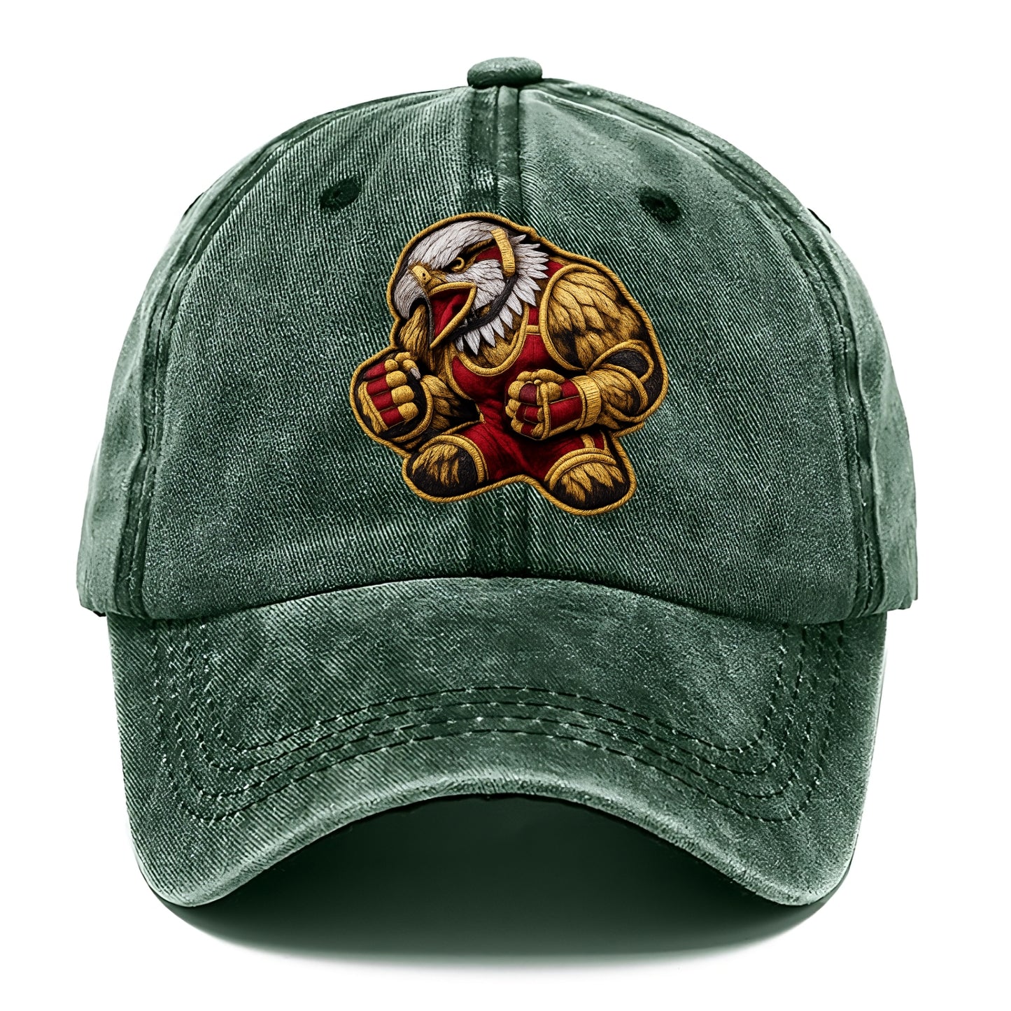 Embroidered patch design - WRESTLING EAGLE - fierce eagle with wrestling singlet in - Classic Cap - Forest Mist(Green)