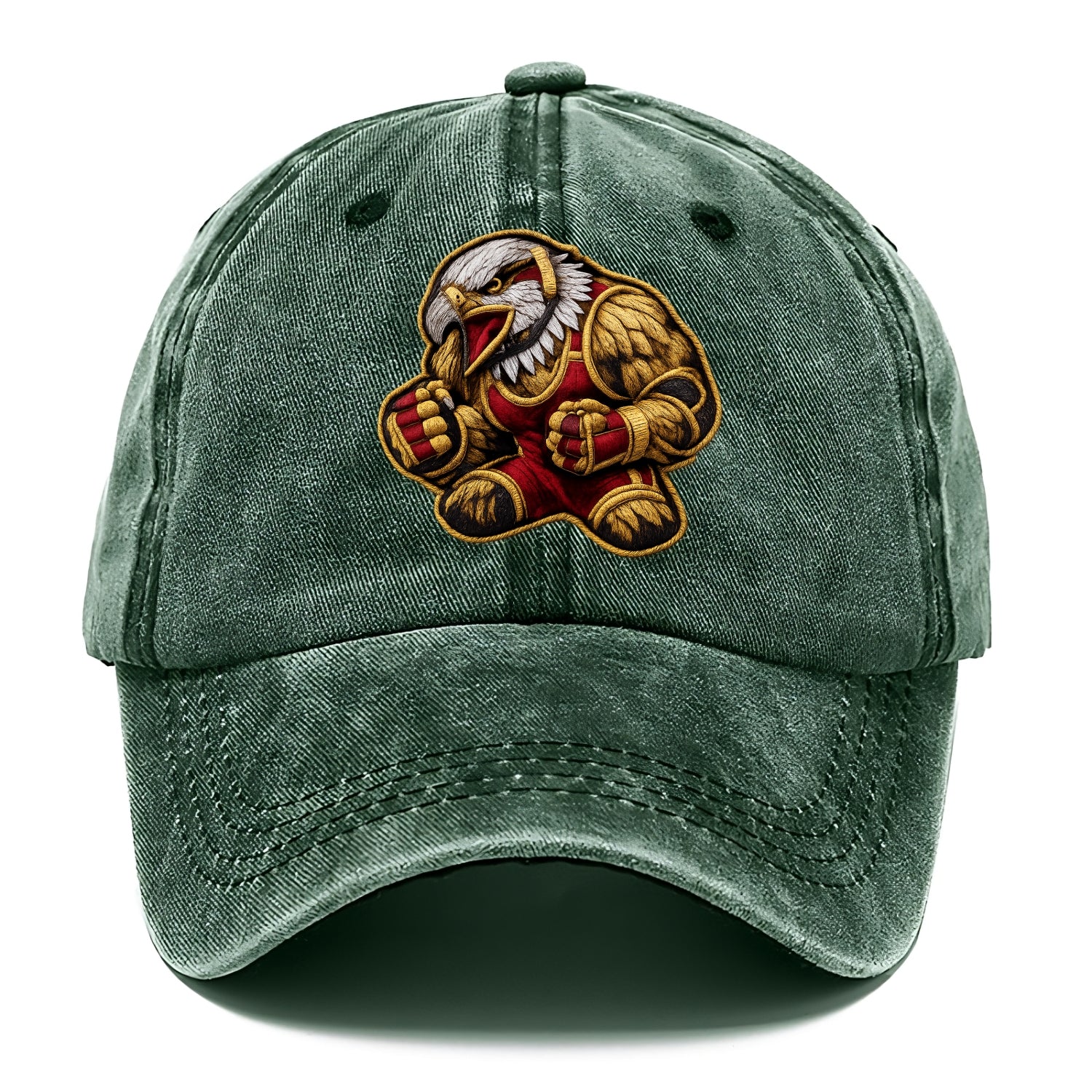Embroidered patch design - WRESTLING EAGLE - fierce eagle with wrestling singlet in - Classic Cap - Forest Mist(Green)