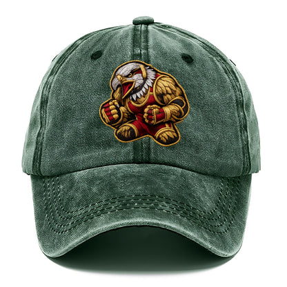 Embroidered patch design - WRESTLING EAGLE - fierce eagle with wrestling singlet in - Classic Cap - Forest Mist(Green)