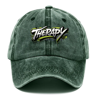 Bold typography design - "THERAPY" - mental health, getting help - Classic Cap - Forest Mist(Green)