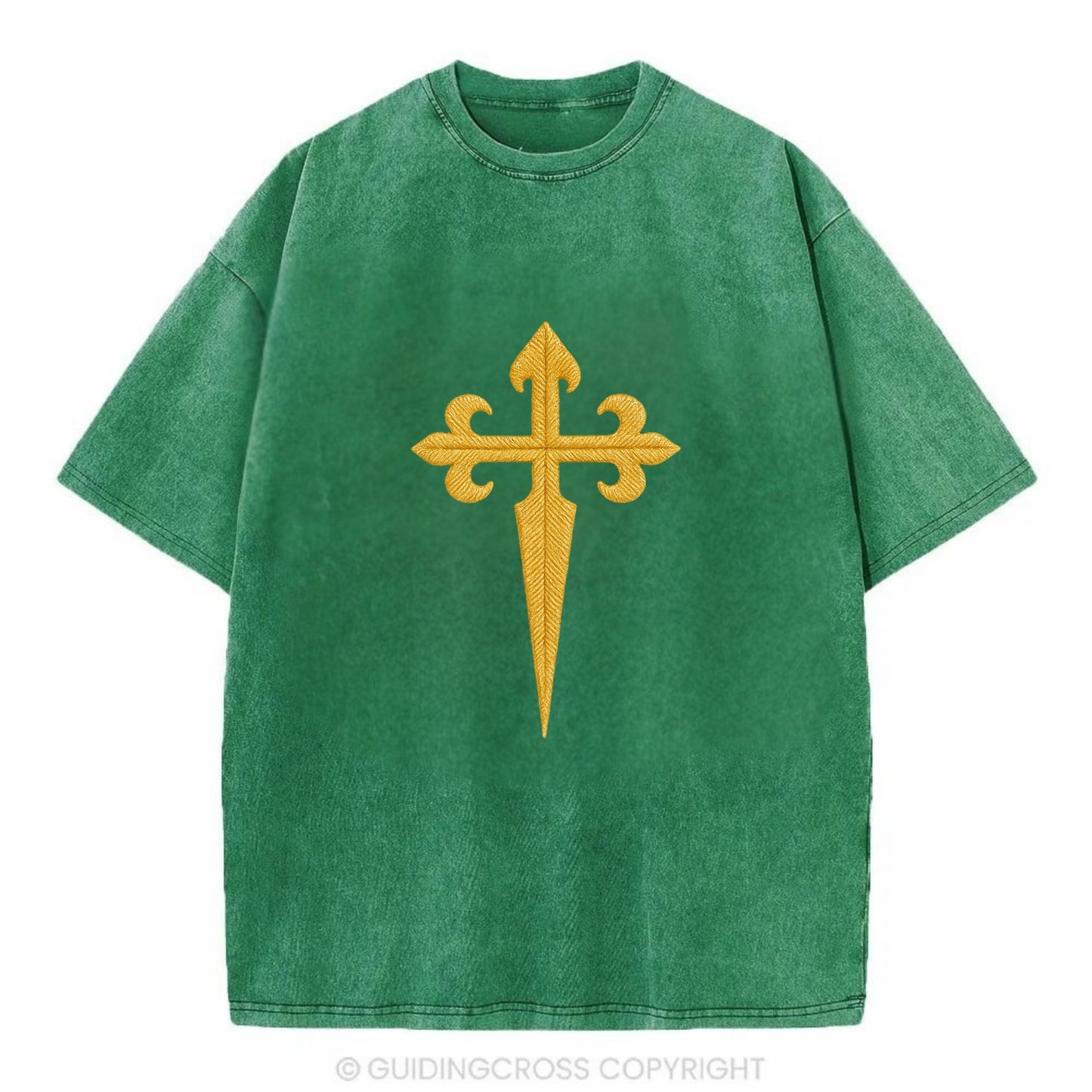 Order Of Santiago Cross - Vintage T-shirt - Forest Mist(Green)