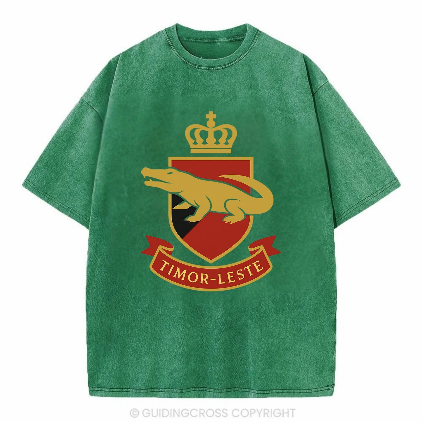 Timor-Leste Royal Logo  - Vintage T-shirt - Forest Mist(Green)