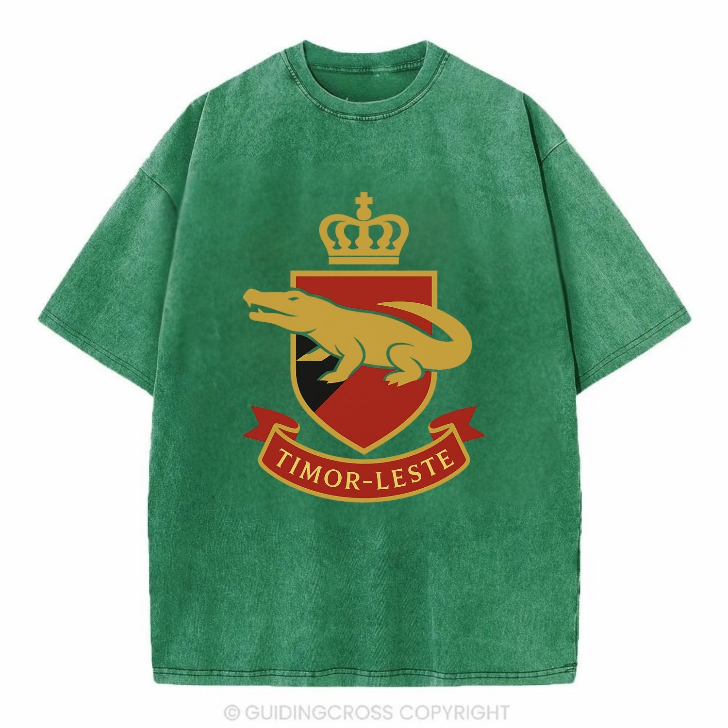 Timor-Leste Royal Logo  - Vintage T-shirt - Forest Mist(Green)