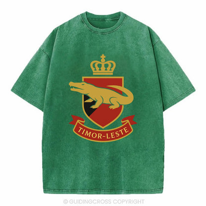 Timor-Leste Royal Logo  - Vintage T-shirt - Forest Mist(Green)