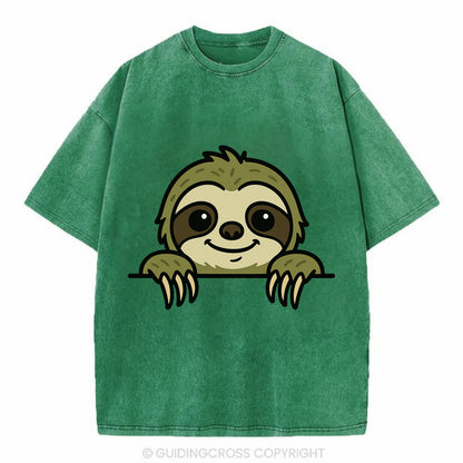Sloth  - Vintage T-shirt - Forest Mist(Green)