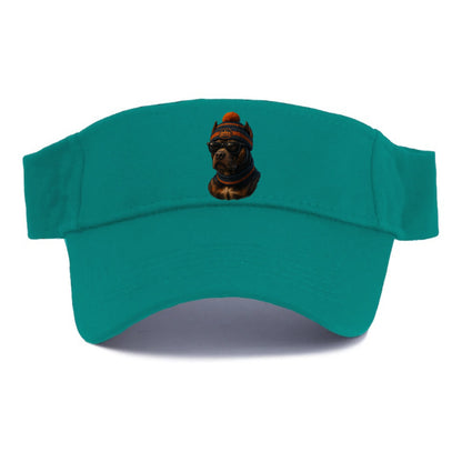 Chicago Pitbull wearing Bears beanie with skyline patch and wayfarer sunglasses - Visor - Forest Mist(Green)