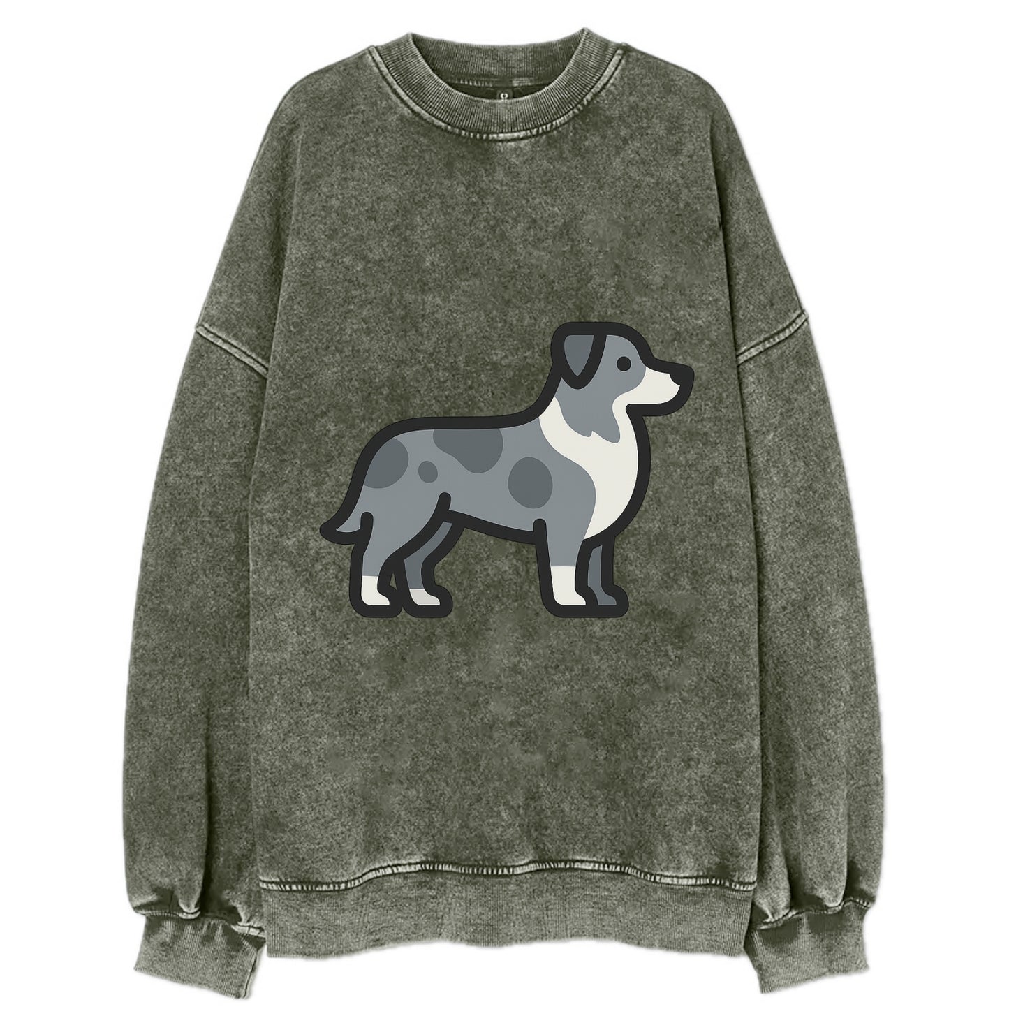 Australian Shepherd - Blue merle flat side profile - Vintage Sweatshirt - Forest Mist(Green)