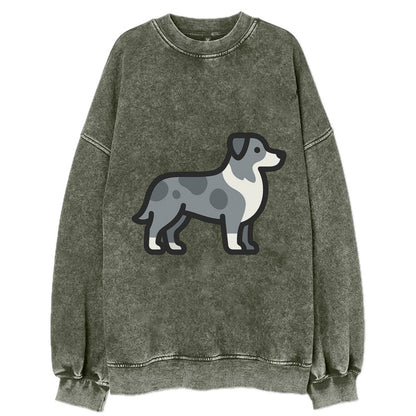 Australian Shepherd - Blue merle flat side profile - Vintage Sweatshirt - Forest Mist(Green)