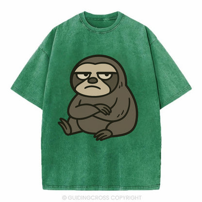 The Sloth Judging Silently - Vintage T-shirt - Forest Mist(Green)
