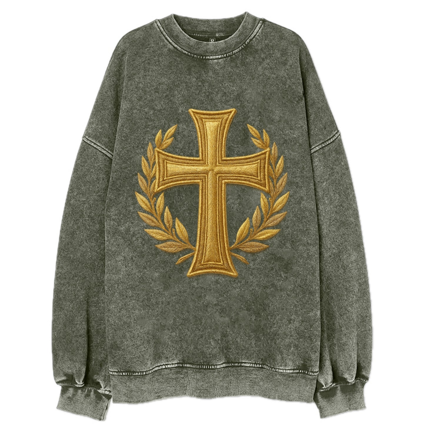 Victory Cross  - Vintage Sweatshirt - Forest Mist(Green)