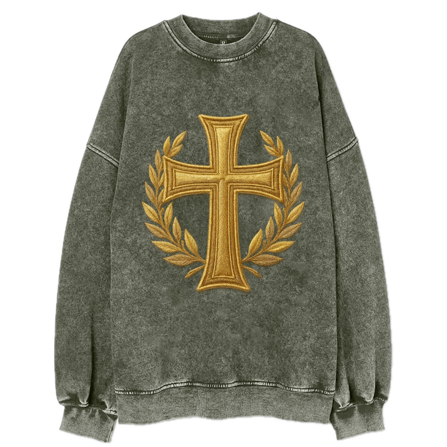 Victory Cross  - Vintage Sweatshirt - Forest Mist(Green)