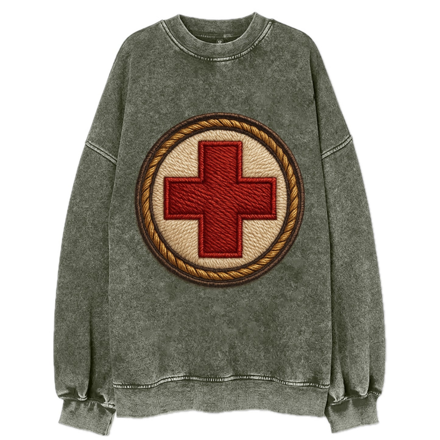 Medical Cross  - Vintage Sweatshirt - Forest Mist(Green)