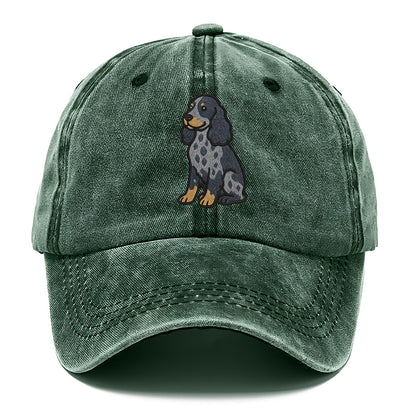 English Cocker Spaniel - Blue roan embroidered sitting pose - Classic Cap - Forest Mist(Green)