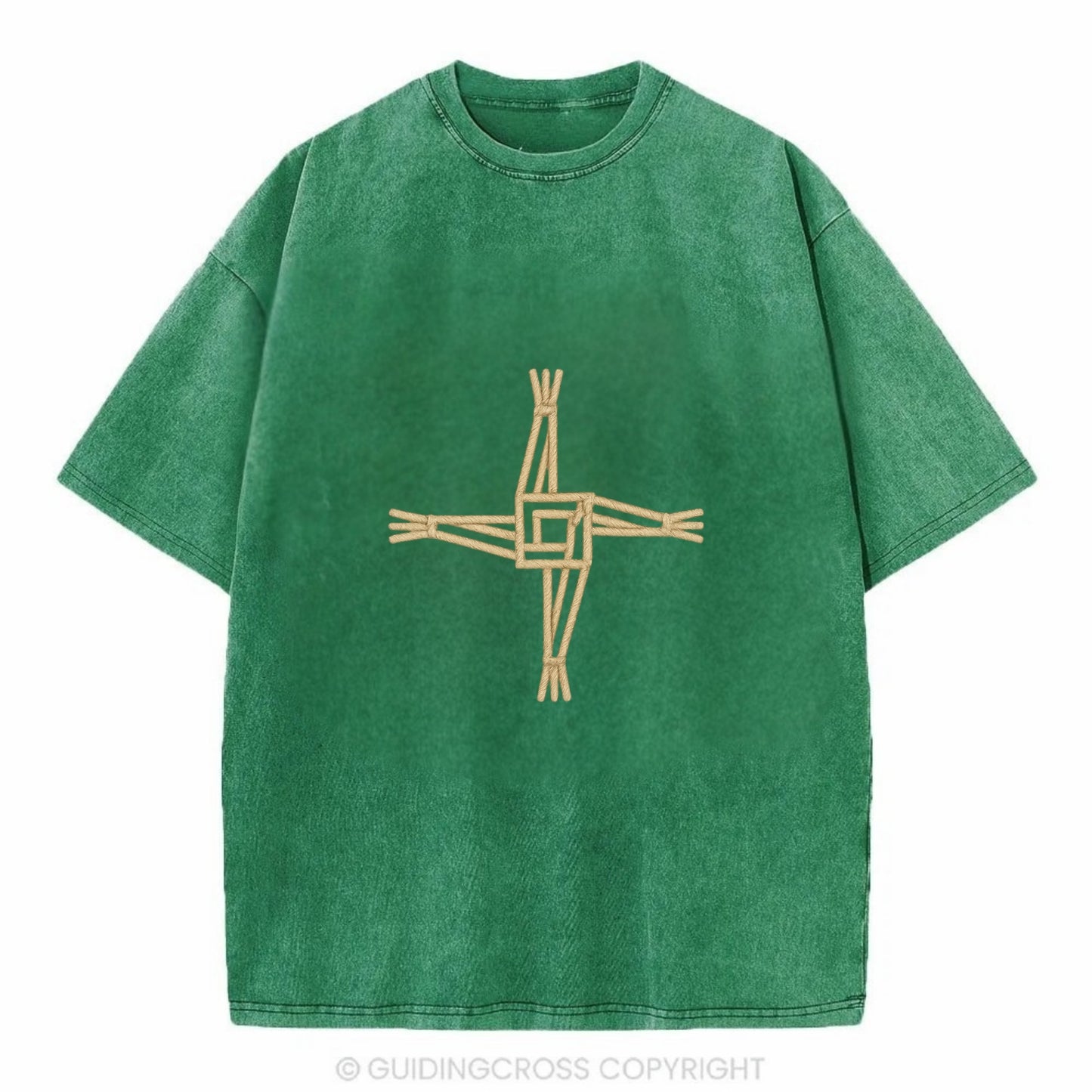 Saint Brigid's Cross  - Vintage T-shirt - Forest Mist(Green)