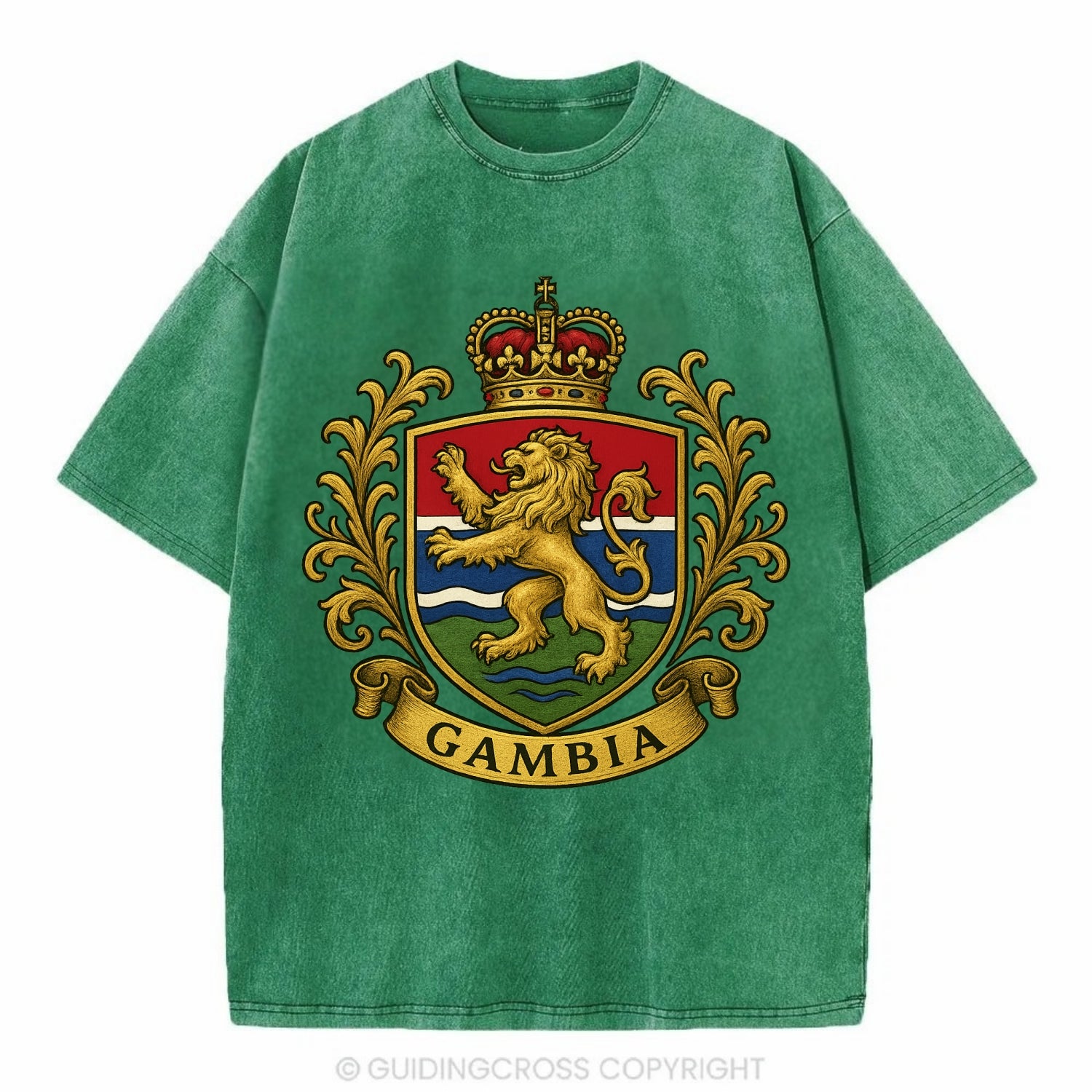 Gambia Heritage Badge  - Vintage T-shirt - Forest Mist(Green)