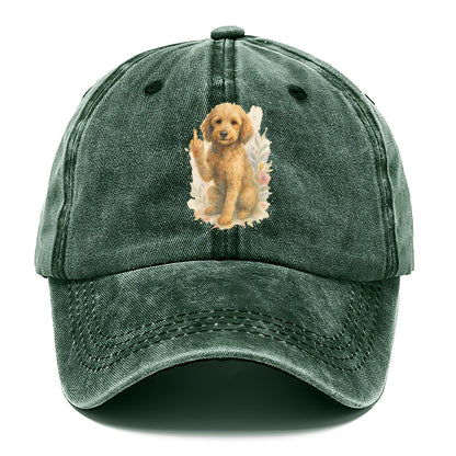 Labradoodle hypoallergenic with wavy coat, intelligent eyes, paw raised - Classic Cap - Forest Mist(Green)