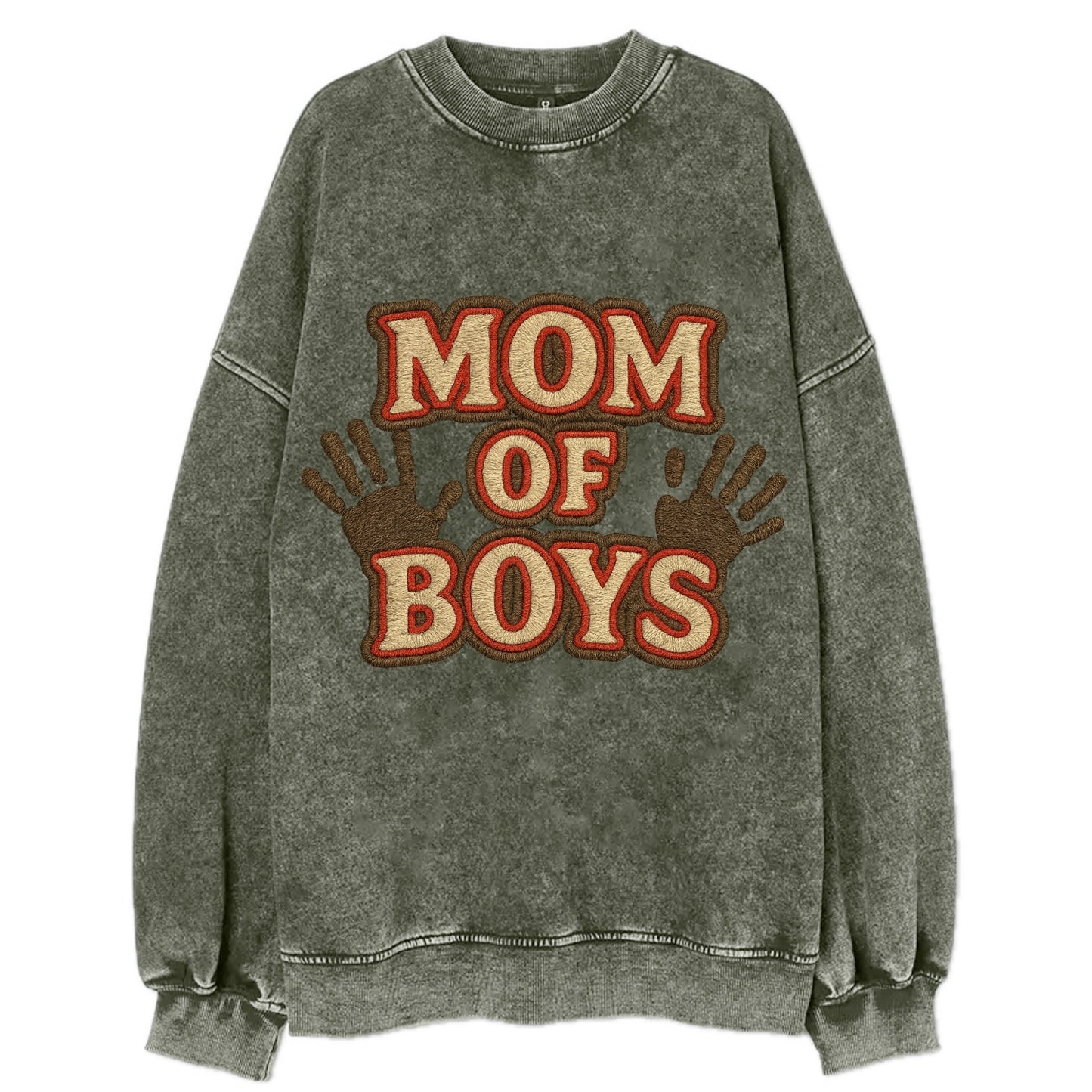 Mom Of Boys  - Vintage Sweatshirt - Forest Mist(Green)