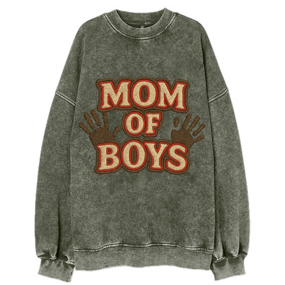 Mom Of Boys  - Vintage Sweatshirt - Forest Mist(Green)