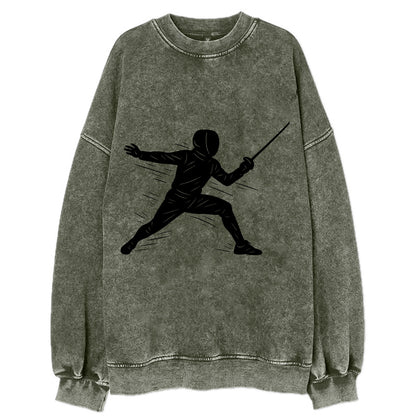 Fencer lunging attack position - Vintage Sweatshirt - Forest Mist(Green)