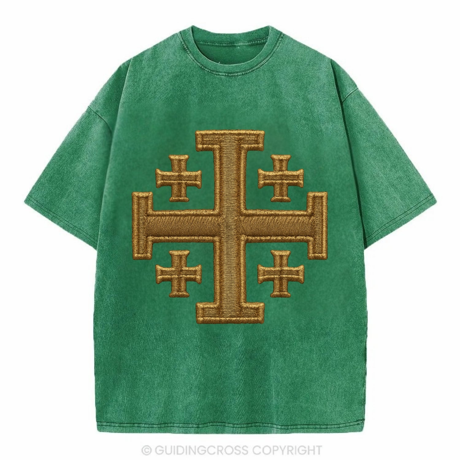 Jerusalem Cross  - Vintage T-shirt - Forest Mist(Green)