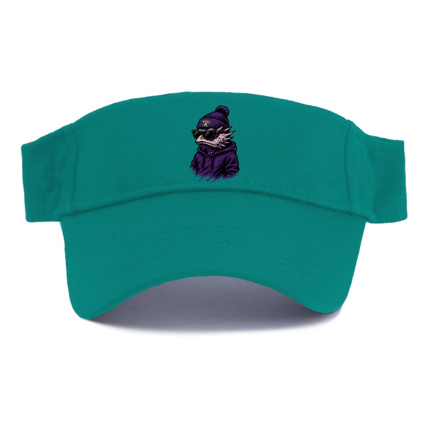 Fort Worth Horned Frog wearing TCU beanie with frog patch - Visor - Forest Mist(Green)