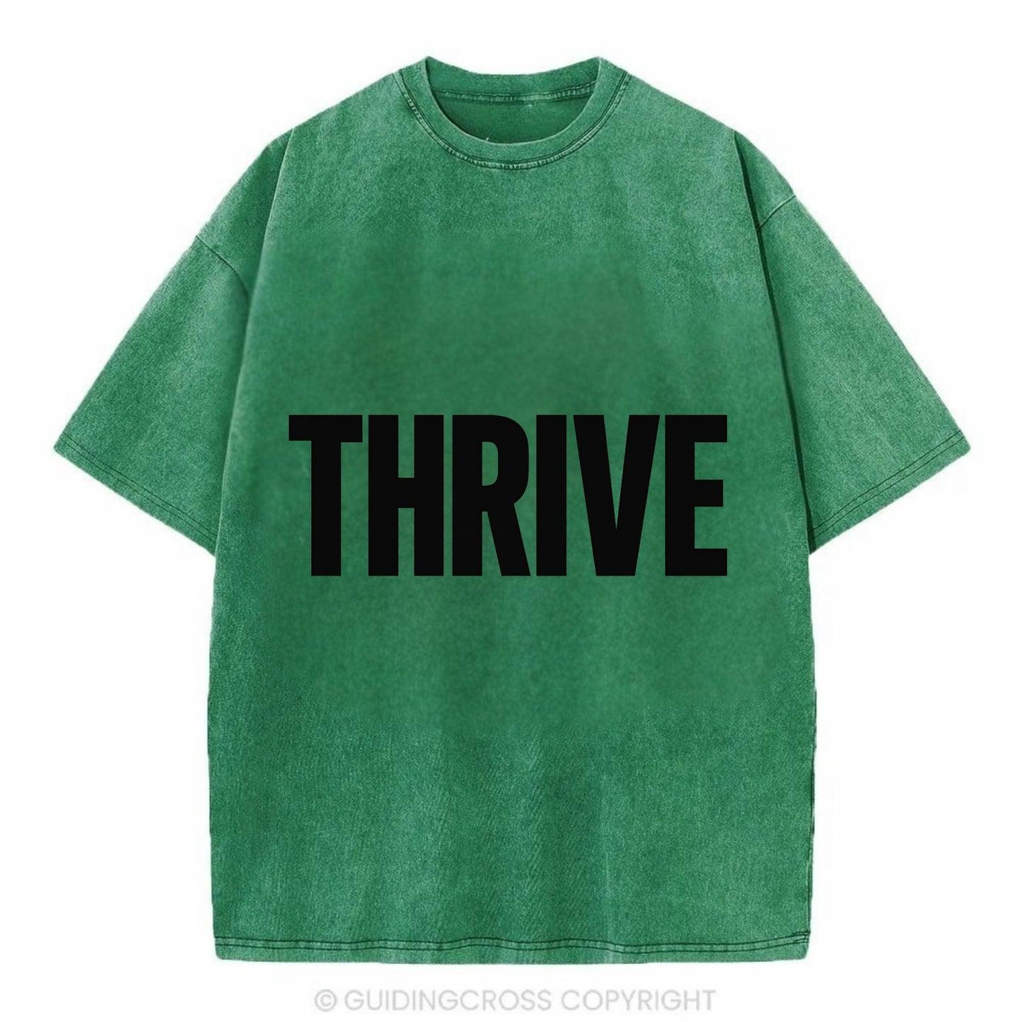 Bold typography design - "THRIVE" - flourishing, doing well - Vintage T-shirt - Forest Mist(Green)