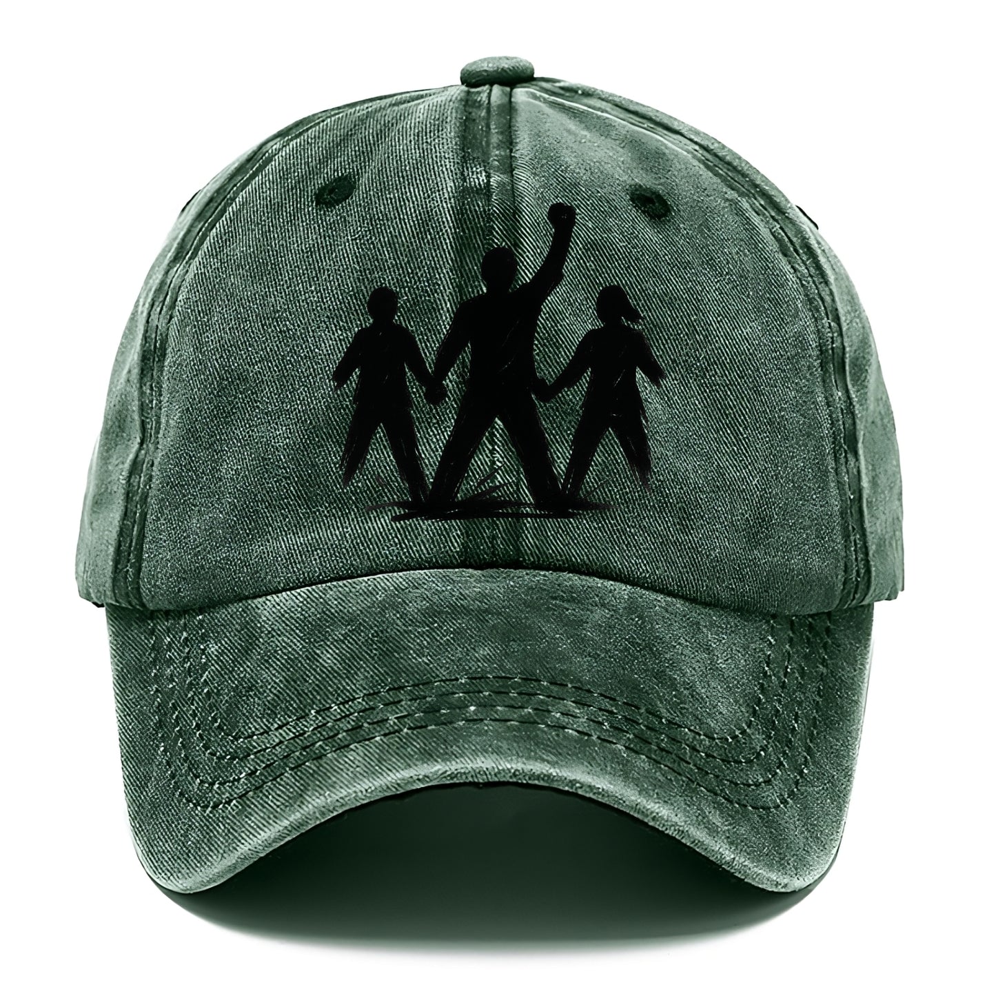 Human chain formation - unity and protection ink brushwork - Classic Cap - Forest Mist(Green)