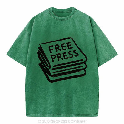 Stack of newspapers - free press bold ink brushstrokes - Vintage T-shirt - Forest Mist(Green)